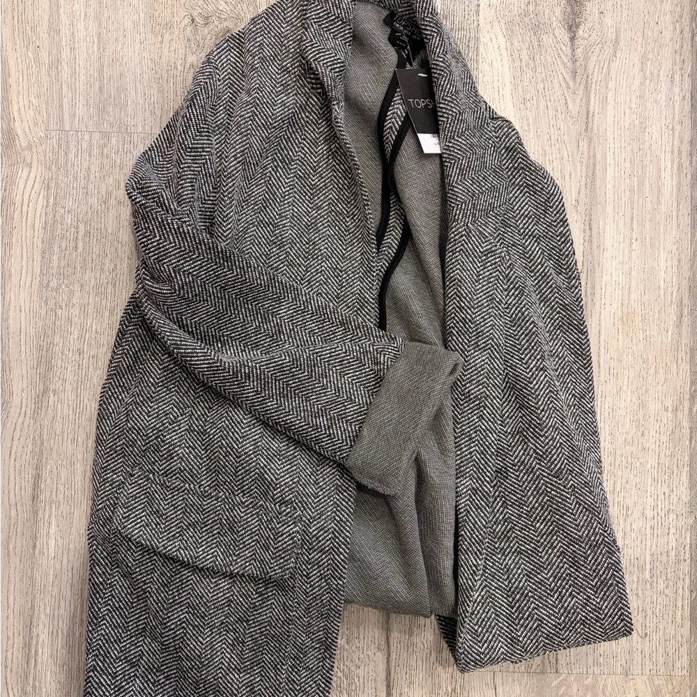 Topshop Black and White Herringbone Jacket